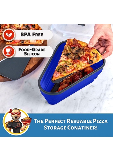 Vkemall Mutfak Grade Silikon Pizza Saklama Kutusu - 5 Fırın Uygun Bölmeli, Yeniden Kullanılabilir, Mikrodalga Ve Bulaşık Makinesi Güvenli Mavi Triangular Mavi
