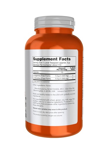 Now Foods Sports Arginine Arjinin &citrulline Amino Acids Powder