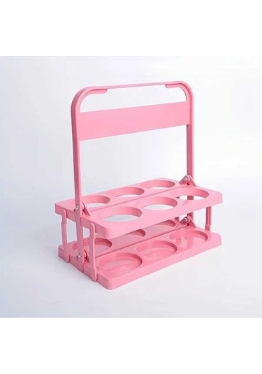 Trendooze Gaojunshop01 Pembe 6lı Katlanır Bira Sepeti, Kahve Çay Saklama Çözümü Pembe