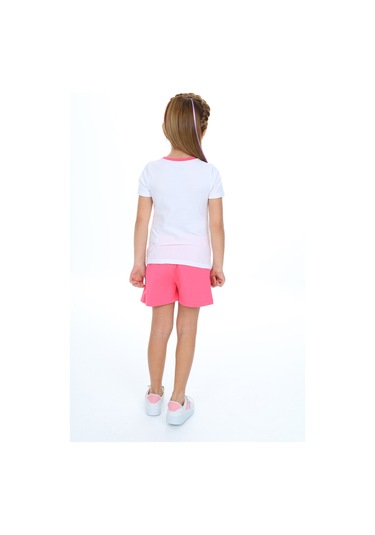 Toontoy Kız Çocuk Garnili Tavşan Baskılı Şortlu Takım Fuşya