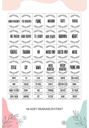 Meleni Home 32'li Etiketli Kapaklı Kare Erzak Saklama Kabı Seti 8x 0,3 Lt-0,5 Lt-1,1 Lt-1,7 Lt Baharatlık