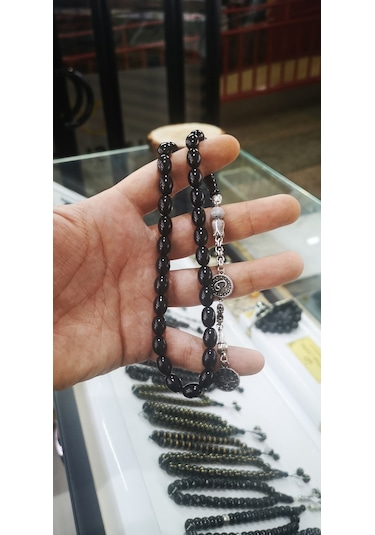 Erzurum Oltu Taşı Sade Yumurta Kesim Tekli Püsküllü Tesbih