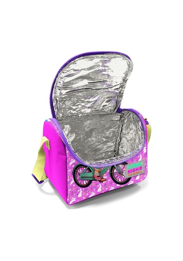 Coral High Kız Çocuk Beslenme Çantası - Thermo - Yeşil Pembe Bisikletli Kız Yeşil - Pembe