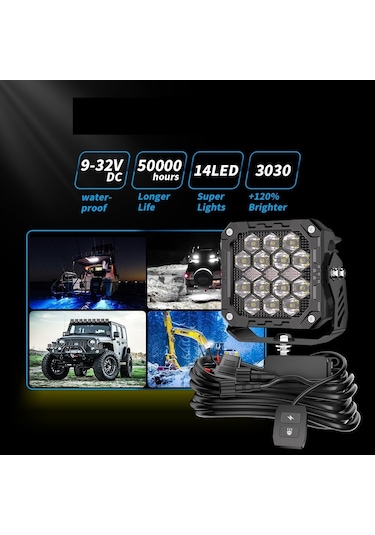 Off Road 4 İnç Led Sis Farı Kaput Üstü Led Ve Tampon Gündüz Led Drl Projektör Lambası Seti