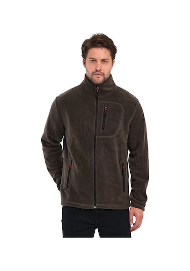 Genius Store Tam Fermuarlı 3 Cepli Tactical Outdoor Erkek Polar Ceket Haki