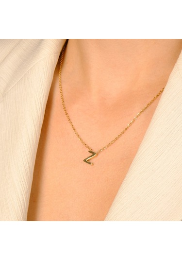 Lekka Design Kararmaz Çelik Z Harfli Kolye Altın