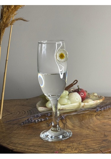 Şampanya Kadehi Papatya Figürlü 2'li Şeffaf