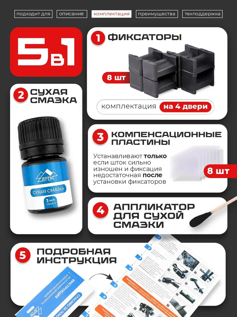 Lefent Hyundai Solaris 1, 2 Kapı Sınırlayıcı Tamir Seti 178036148