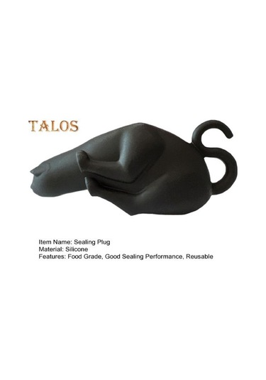 Şarap Stoper Yeniden Kullanılabilir Sızdırmaz Kullanımı Kolay Benzersiz Güzel Kedi Şişe Sızdırmazlık Fişi Ev Tedarik Siyah