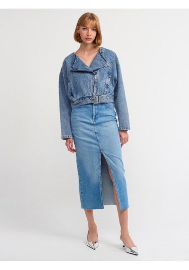 Dilvin Sıfır Yaka Motorcu Mont Mavi