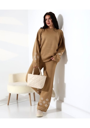 Marakeş Esintisi Alt-üst Triko Takım Kamel