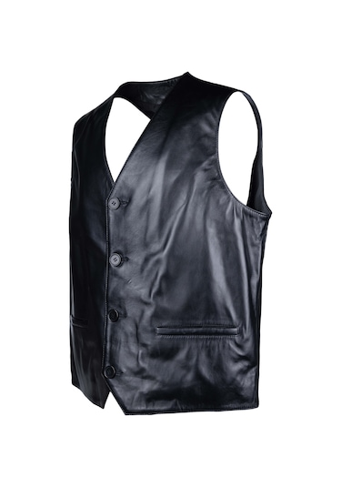 Tamer Tanca Erkek Hakiki Deri Siyah Yelek Deri Mont 1042 Y03 Erk Derı Yelek Sk24/25 Sıyah Zıg Siyah