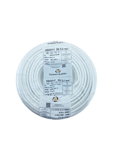 Öznur 15mt 3x2,5mm Ttr Bakır Elektrik Kablosu Beyaz