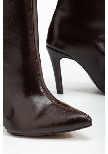 Syt-2004 Kahve Kırışık Rugan Günlük Bayan Çizme Kahverengi