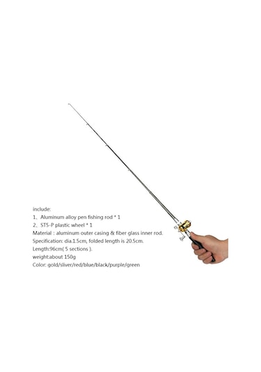 Ap 1m Olta Makarası Combo Set Teleskopik Taşınabilir Cep Kalem Tarzı Olta Direği - Kırmızı