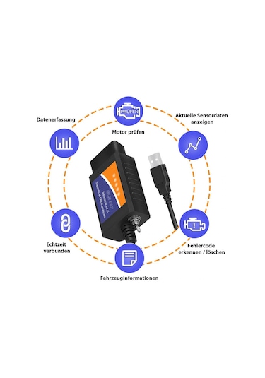 Elm327 Usb V1.5 Obd2 Araç Arıza Tespit Cihazı Ford Tam Uyumlu