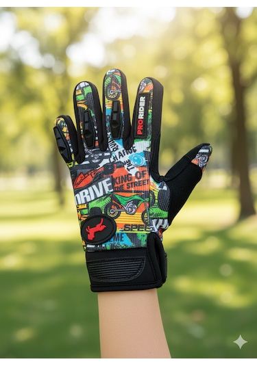 Çocuk Motosiklet & Bisiklet Eldiveni Drive Desenli - Güvenli Sürüş İçin