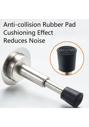 Yaozixa 2 Adet Yapışkanlı Kapı Durdurucu - Paslanmaz Çelik Hidrolik Şok Emici Uçlu 4 Inç