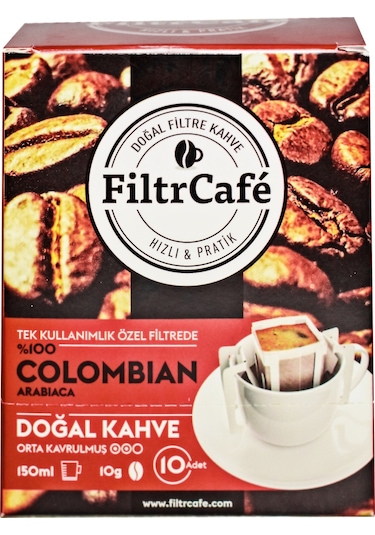 Filtrcafe Colombian Poşet Filtre Kahve 10 x 10 G