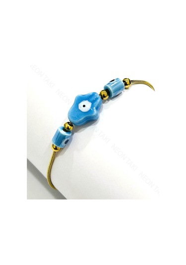 Mavi Boncuklu, Paslanmaz Çelik Halhal 2, Altın Renk Altın