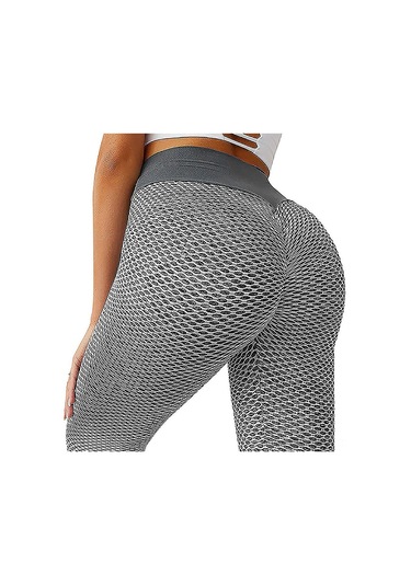 Yunboo Kadınlar İçin Bal Peteği Desenli Yoga Taytı - Esnek, Nefes Alabilen Ve Karın Sıkılaştıran Spor Taytı Gri