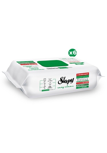 Sleepy Easy Clean Beyaz Sabun Katkılı Yüzey Temizlik Havlusu&Mendili 6x100 (600 Yaprak)