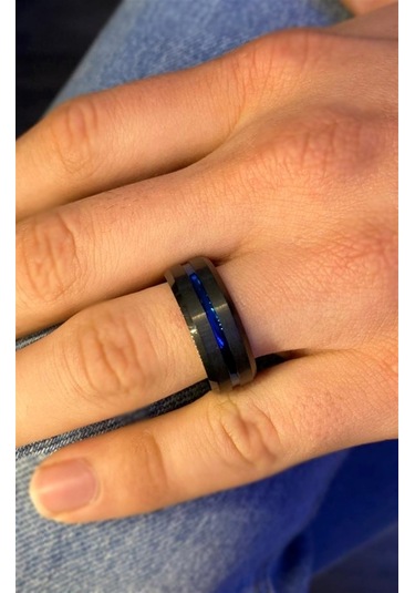Celikchi Erkek Tungsten Mavi Renk Detay Yüzük