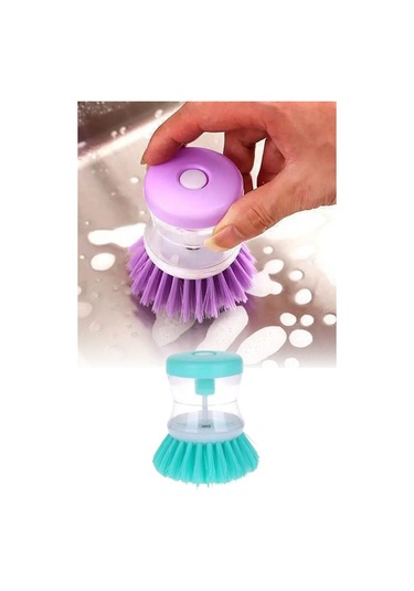 Pratik Sıvı Deterjan Hazneli Bulaşık Fırçası Hazneli Mutfak Banyo Lavabo Yıkama Fırçası 1 Adet