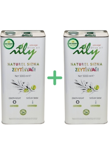 Nily İlk Hasat Naturel Soğuk Sıkım Sızma Zeytinyağı Teneke 2 x 5 L