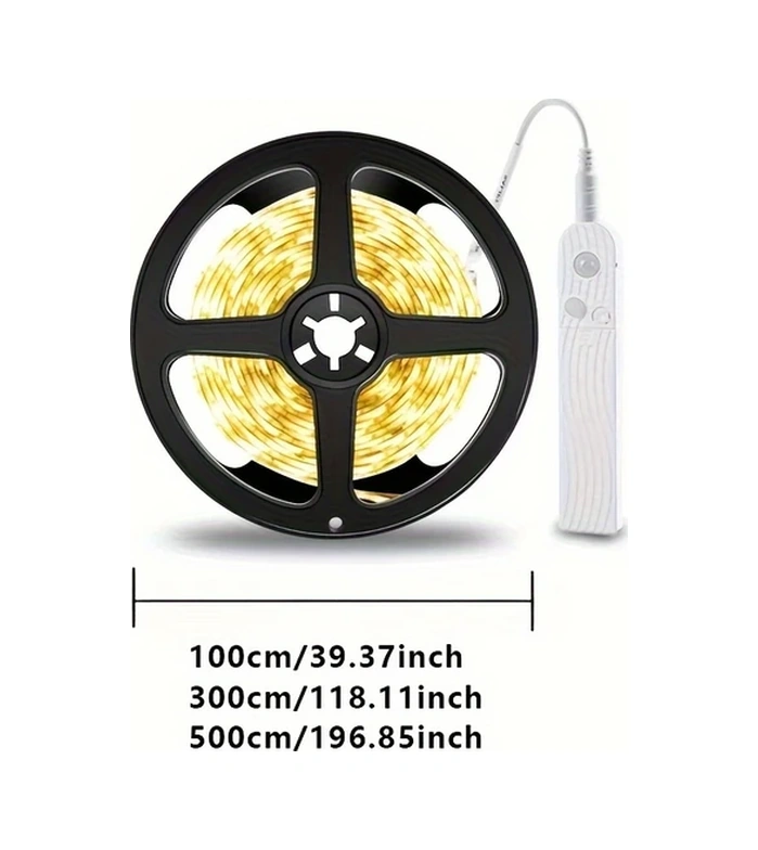 Xuweiwei Hareketle Çalışan Led Şerit Işık, Sıcak Beyaz, 100cm Pil İle Dolap Merdiven Aydınlatma Sıcak Beyaz