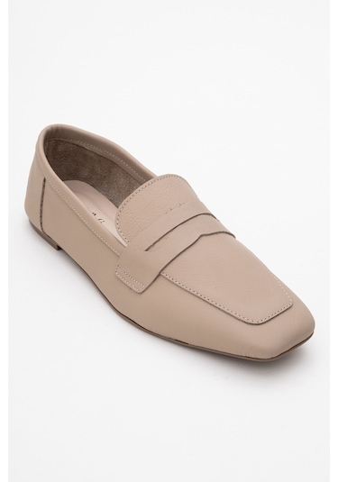 Luvishoes Luvi Shoes Morne Bej Cilt Hakiki Deri Kadın Loafer Ayakkabı BEJ CILT Bej