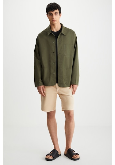 Wagner Erkek Özel Dokulu Kalın Kumaş Düğmeli 3 Cep Detaylı Regular Fit Haki Ceket