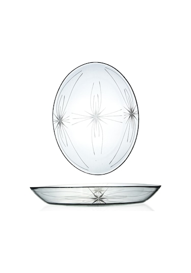 Decocia 2 Adet 25cm Oval Cam Salata Sunum Tabağı Mira Desenli