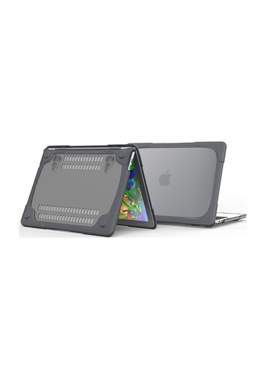 Ally Macbook Air 13 A1369 A1466 Şeffaf Standlı Koruyucu Kılıf Gri