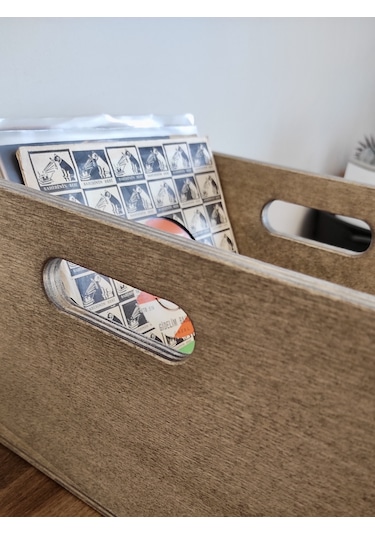 Ahşap 45lik Plak Sandığı - Organizer Kutu - Wooden 45 Record Box Ceviz