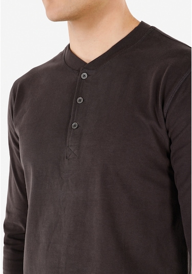 Colins Slim Fit Düğmeli Yaka Basic Antrasit Erkek Uzun Kol Tişört Cl1065875 Antrasit