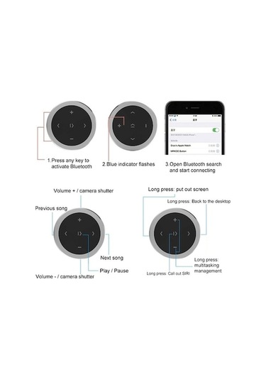 Ankatek Sones Araba Kablosuz Bluetooth Denetleyici Cep Telefonu Multimedya Çok Fonksiyonlu Direksiyon Uzaktan Kumanda Gümüş İi