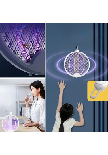 Asılabilen Ve Masaüstü Olabilen 2w Sinek Öldürücü Mor Işıklı Raket Çok Renkli