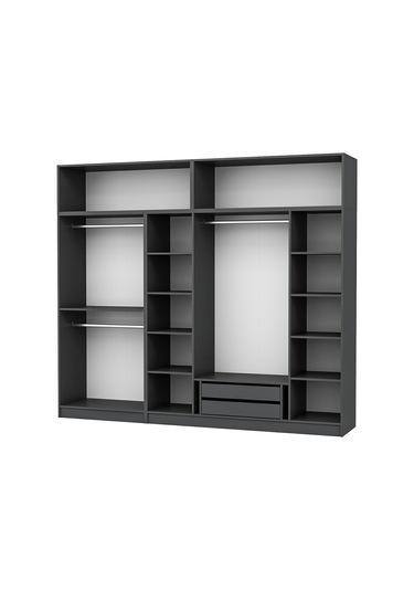 Kale 6 Kapaklı 2 İç Çekmeceli Dolap Ve Yüklük Antrasit Mebran İlkbahar 255cm Antrasit