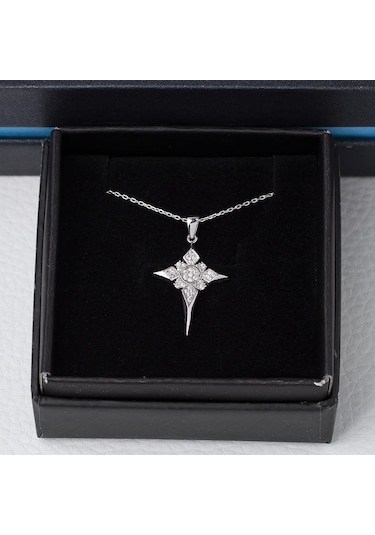 Kutup Yıldızı Model Zirkon Taşlı 925 Ayar Gümüş Kadın Kolye