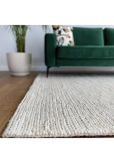 Eko Halı Flatweave Choti White Dekoratif Jüt Kilim