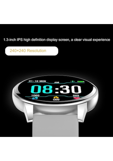 Tenfowee "zl01 Akıllı Bileklik: Nabız, Tansiyon, Oksijen Ölçer, Adım Sayar, Uyku Takip, 1.3 İnç Renkli Ekran"