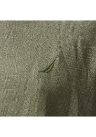 Nautica Erkek Yeşil Classic Fit Keten Gömlek Düz W55101t Yeşil