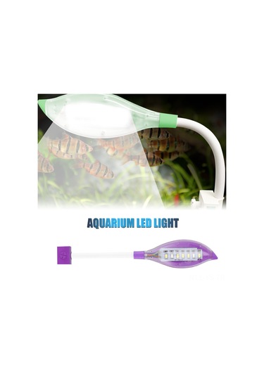Yunboo Usb Beslemeli Yaprak Şekilli Akvaryum Led Lambası - Beyaz Ve Mavi Işık, Su Bitkileri İçin, 6mm Cam Uyumlu Mor