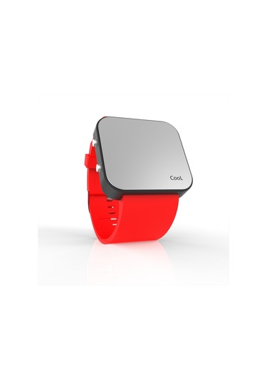 Cool Watch Saat - Siyah Led Kasa - Kırmızı Kayış Unisex Pembe