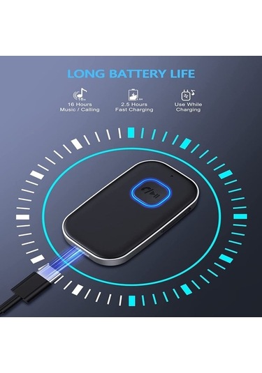 Novahub Bluetooth 5.0 Alıcı & Aux Adaptör: Araba & Ev Gürültü Önleyici Müzik Alıcısı, 16 Saat Pil, Kulaklık Uyumlu, Siyah/gümüş