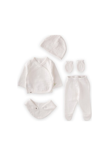 Cigit Organik Hastahane Çıkışı Bebek Takımı 0-3 Ay Ekru Ekru