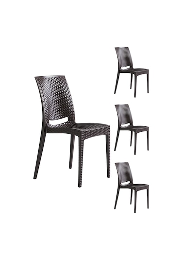 4 Adet Rattan Kahve Sandalye / Balkon-bahçe-teras