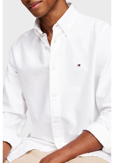 Tommy Hilfiger Erkek Gömlek Mw0mw35774 Ybr Beyaz Beyaz
