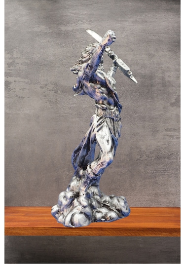 Zeus Heykel Biblo Mitolojik Tasarım - Ev Ofis Dekoratif Hediyelik Aksesuar 25 Cm Gümüş